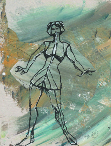 Hybride VII Рисунок под названием "Hybride VII" - Elisabeth Tiffon (Eli TIFFON CUENCA), Подлинное произведение искусства, Чернила