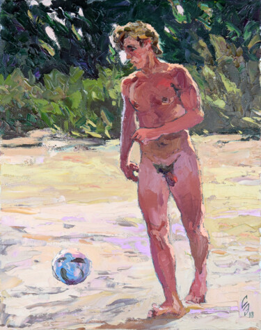 Malerei mit dem Titel "Football Player" von Sergey Sovkov, Original-Kunstwerk