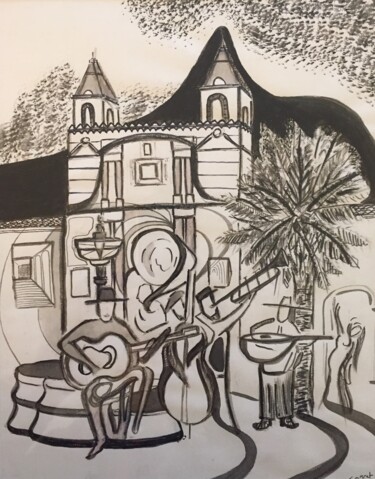 Dessin intitulée "Quito. Fiestas." par Pierre Carret, Œuvre d'art originale, Encre