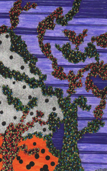 图画 标题为“Arbres au crepuscule” 由Marie-José Sintes, 原创艺术品, 标记