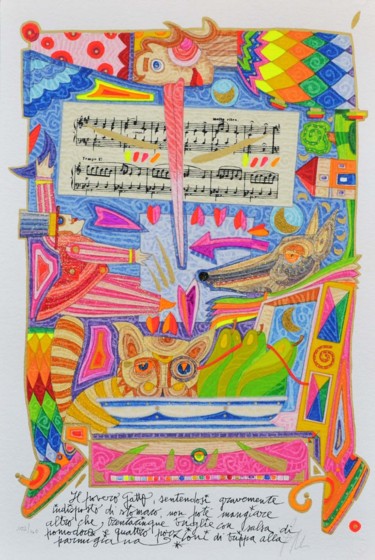 印花与版画 标题为“Il povero gatto” 由Francesco Musante, 原创艺术品, 丝网印刷