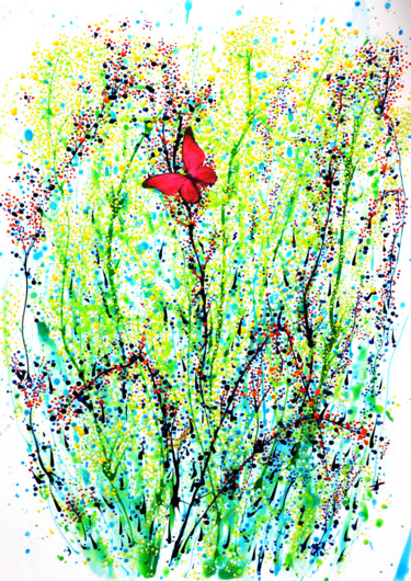 Le Rêve du Papillon n°7 Peinture intitulée "Le Rêve du Papillon…" par Françoise Suzanne, Œuvre d'art originale, Acrylique