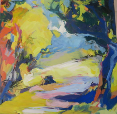 Peinture intitulée "L'arbre jaune du ru…" par Nadine Nacinovic, Œuvre d'art originale, Acrylique