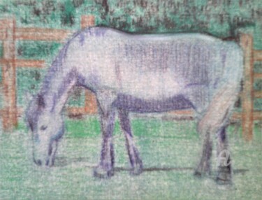 「Grazing Horse ( pas…」というタイトルの描画 John Ewenによって, オリジナルのアートワーク, パステル