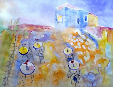 绘画 标题为“cityscape in Safed” 由Janna Shulrufer, 原创艺术品, 水彩