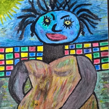 Painting titled "Azulata" by Jab, Original Artwork, Gouache