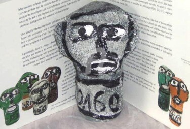 Sculpture intitulée "Totem Noir" par Monsieur Jaber, Œuvre d'art originale