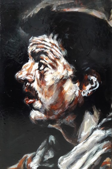 Peinture intitulée "" Tête d'homme "...." par Sam Keusseyan, Œuvre d'art originale, Acrylique