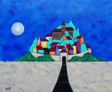 绘画 标题为“Tableau Naif Mont-s…” 由Didier Dordeins, 原创艺术品, 丙烯 安装在木质担架架上