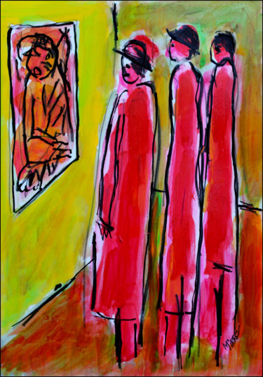 Painting titled "VERNISSAGE" by Jean Mirre, Original Artwork, Ink