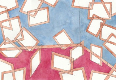 Painting titled "Falling Sky" by Sandro Cocco, Original Artwork, Watercolor