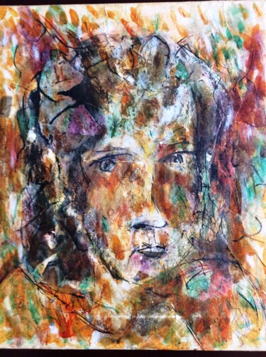 Peinture intitulée "visage en ciel" par Pascal, Œuvre d'art originale