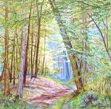 Painting titled "Entre ombres et lum…" by Claude Evrard, Original Artwork, Oil Mounted on Wood Stretcher frame
