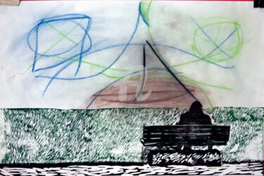 "yalnız adam seirisi. - lonely man series." 印花与版画 标题为“"yalnız adam seiris…” 由Veysel Şen, 原创艺术品, Linocuts