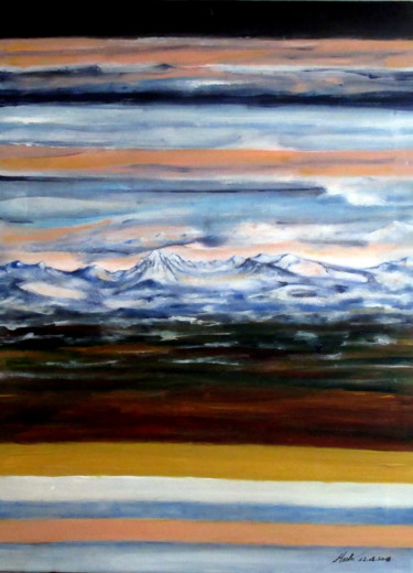 Peinture intitulée "alpine-scenery-in-t…" par Marianne Charlotte Mylonas-Svikovsky (Marlo), Œuvre d'art originale, Acrylique