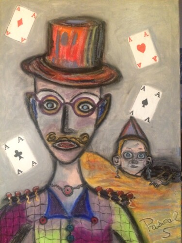 Peinture intitulée "Carré d'As !!!!" par Pascal 5, Œuvre d'art originale, Pastel