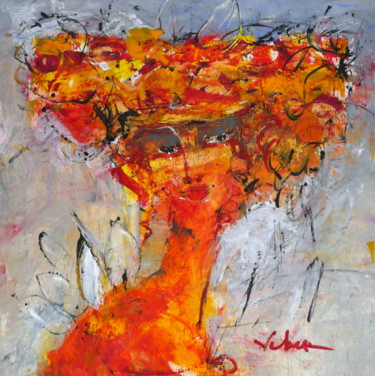 Peinture intitulée "Angel of Fire" par Oksana Veber, Œuvre d'art originale, Acrylique Monté sur Châssis en bois