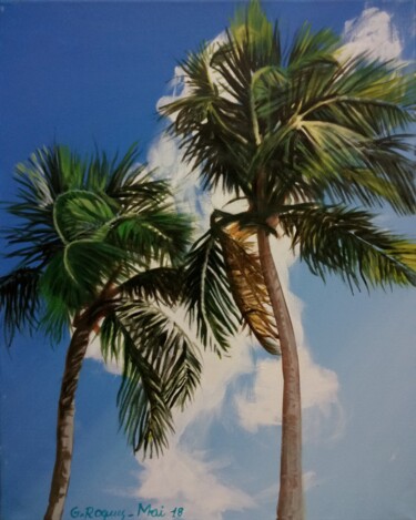 Painting titled "Sur la plage" by Georges Roques, Original Artwork, Acrylic