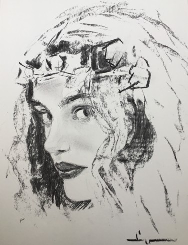 Dibujo titulada "A Portrait Of Dille…" por Dominique Dève, Obra de arte original, Carbón