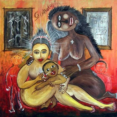 Painting titled "Sant'Ana Virgem e M…" by Jose Carlos Sarmento, Original Artwork, Oil