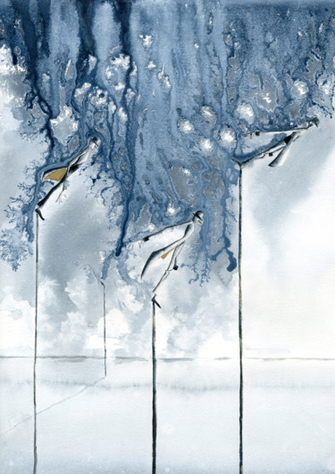 Painting titled "Down" by Hugues Breton, Original Artwork, Watercolor