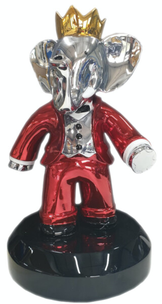 Babolex Classique Rouge Argent Socle Noir 60 cm 雕塑 标题为“Babolex Classique R…” 由Vincent Faudemer, 原创艺术品, 树脂