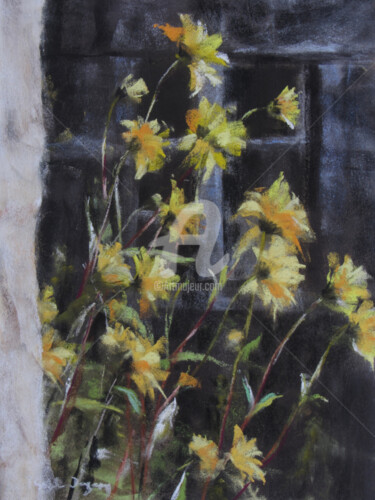 Dessin intitulée "les fleurs" par Isabelle Douzamy, Œuvre d'art originale, Pastel