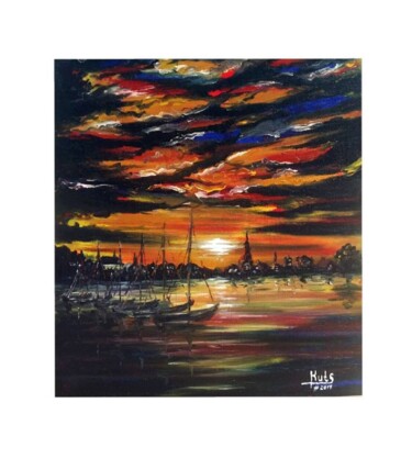 Painting titled "Tides of fire." by Black Wonders Ent., Original Artwork, Acrylic