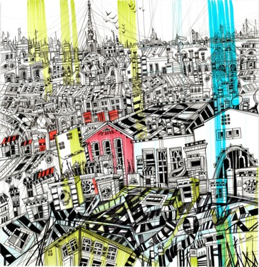 Green Roofs 제목이 "Green Roofs"인 그림 Maria Susarenko로, 원작, 볼펜