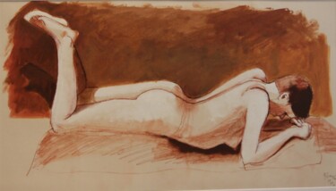 Dessin intitulée "N°801   Café liégeo…" par R. Cavalié, Œuvre d'art originale, Craie