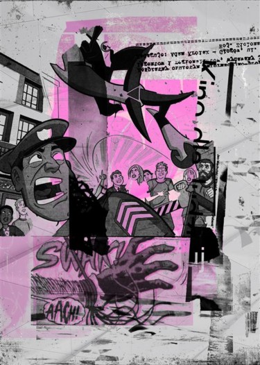 Grafika cyfrowa / sztuka generowana cyfrowo zatytułowany „Where is my hero?” autorstwa Tomasz Rolko, Oryginalna praca, Kolaże