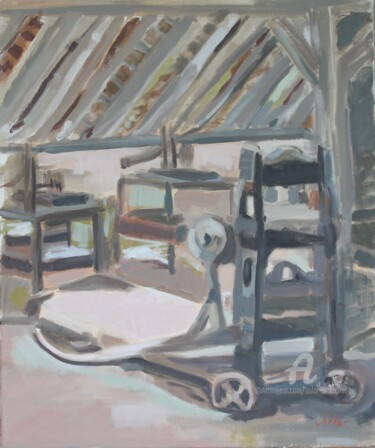 Peinture intitulée "Briquetterie aux Ra…" par Chéker, Œuvre d'art originale, Huile Monté sur Châssis en bois