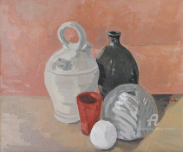 Peinture intitulée "Vie silencieuse,cru…" par Chéker, Œuvre d'art originale, Huile Monté sur Châssis en bois