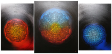 Corps céleste tribal Malerei mit dem Titel "Corps céleste tribal" von Jonathan Pradillon, Original-Kunstwerk, Acryl Auf Karton montiert