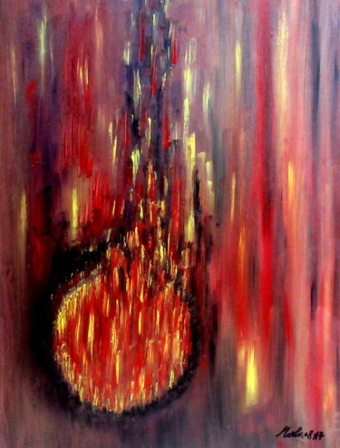 Peinture intitulée "A Meteorite fell" par Marianne Charlotte Mylonas-Svikovsky (Marlo), Œuvre d'art originale, Huile