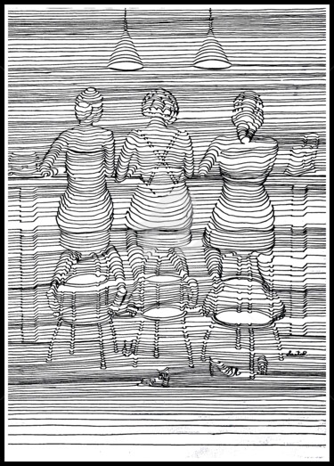 Soirée entre filles Dessin intitulée "Soirée entre filles" par Lanto R., Œuvre d'art originale, Encre