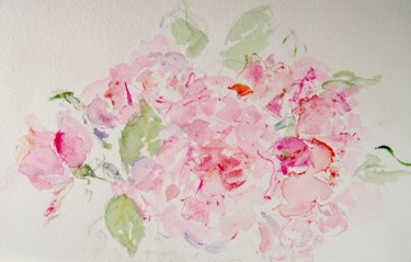 Peinture intitulée "agrafe de roses" par Catherine Claude, Œuvre d'art originale, Aquarelle