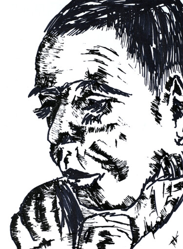 Drawing titled "Raphael Expressive…" by Raphael Perez, Original Artwork, Ink