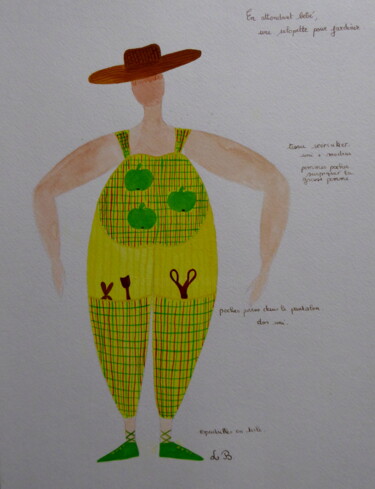 Peinture intitulée "Lady Garden and Baby" par Laure Barlet, Œuvre d'art originale, Aquarelle