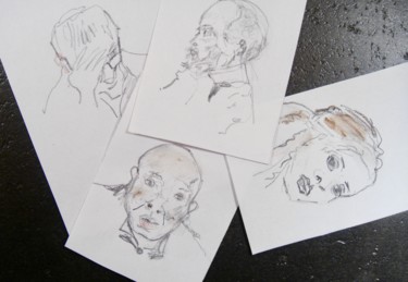 Dessin intitulée "Les gens 2..." par Catherine Claude, Œuvre d'art originale, Crayon