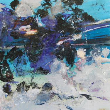 Painting titled "le froid arrive" by Philippe Olivié, Original Artwork, Oil Mounted on Wood Stretcher frame
