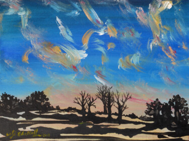 Peinture intitulée "Paysage aux arbres…" par Marie-Sophie Ewreïnoff (Sofi Ewreïnoff), Œuvre d'art originale, Acrylique