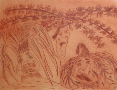 Dessin intitulée "Déconfits" par Laure Barlet, Œuvre d'art originale, Fusain