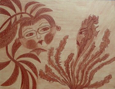 Dessin intitulée "Tomate et compagnie" par Laure Barlet, Œuvre d'art originale, Fusain