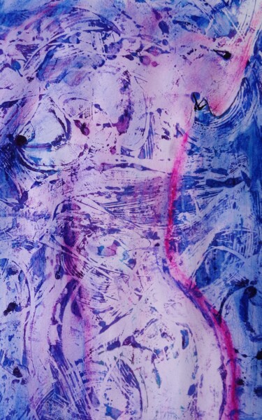 Painting titled "nu dans fer   robot…" by Francisco Mendes, Original Artwork, Oil