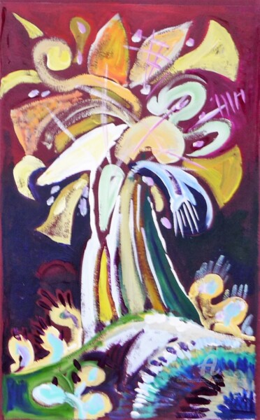 Peinture intitulée "Arbre 1" par Jacqueline Klocke, Œuvre d'art originale, Aquarelle