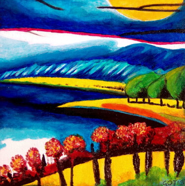 Peinture intitulée "Baie du lagon bleu…" par Davidian Gotis Abstraction Abstraite, Œuvre d'art originale, Acrylique