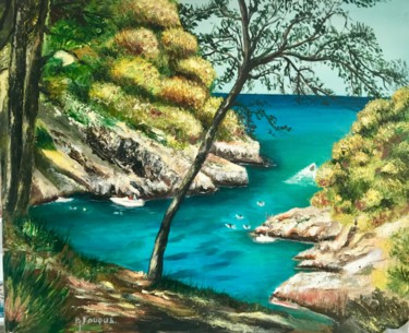 Peinture intitulée "Mejean,les calanques" par Bernard Fouque, Œuvre d'art originale, Huile