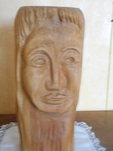 Sculptuur getiteld "jeune fille (2)" door Martine Chatain Ottelé, Origineel Kunstwerk, Hout