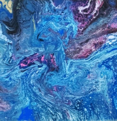 Peinture intitulée "Le grand bleu" par Hkine, Œuvre d'art originale, Acrylique